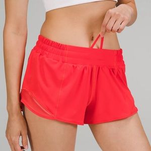 Lululemon red low-rise shorts